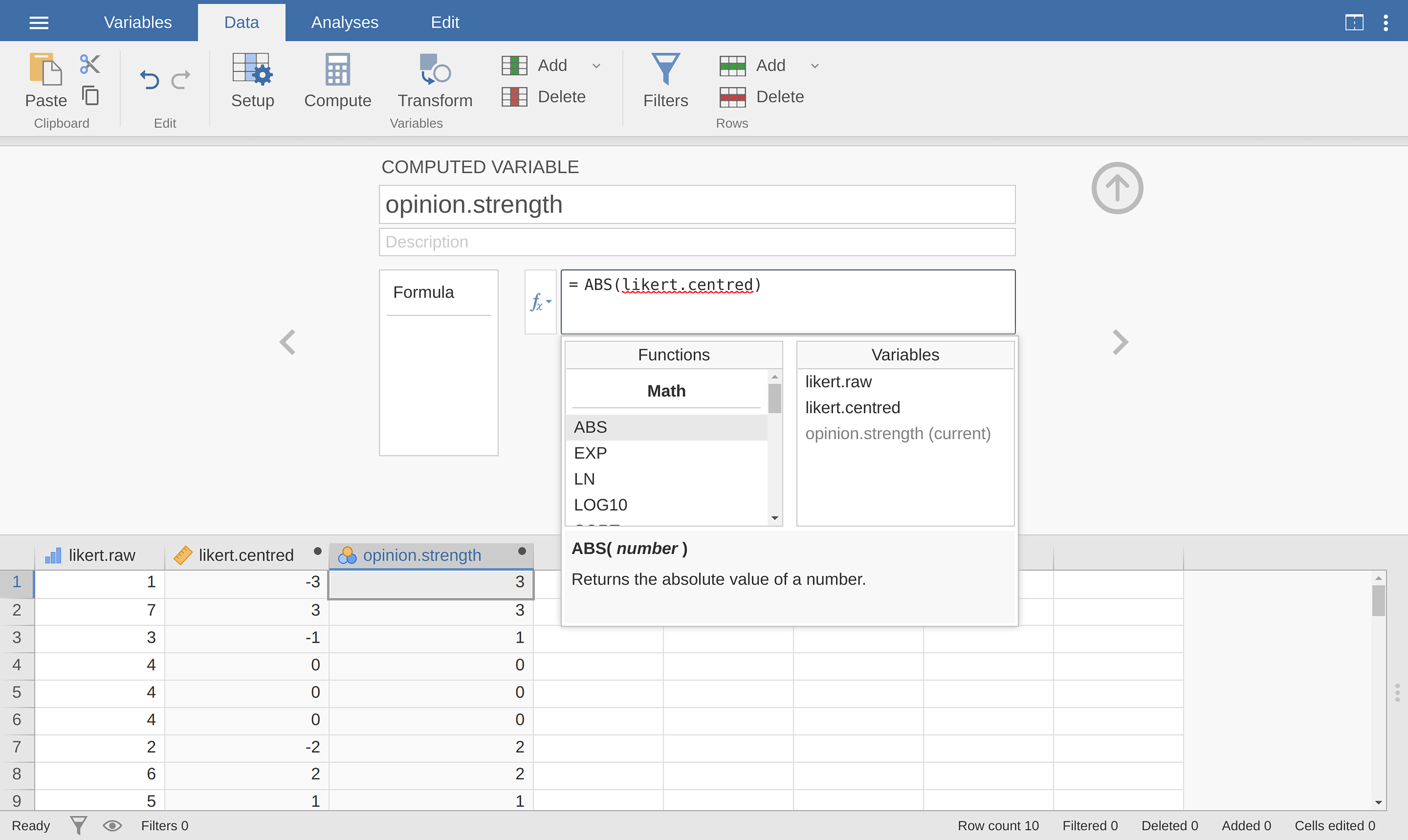 *f*\ :sub:`x` button to select functions and variables