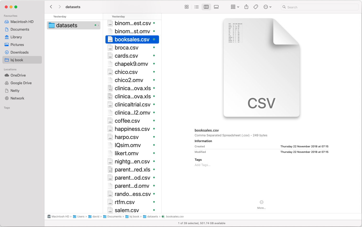 CSV file in on MacOS