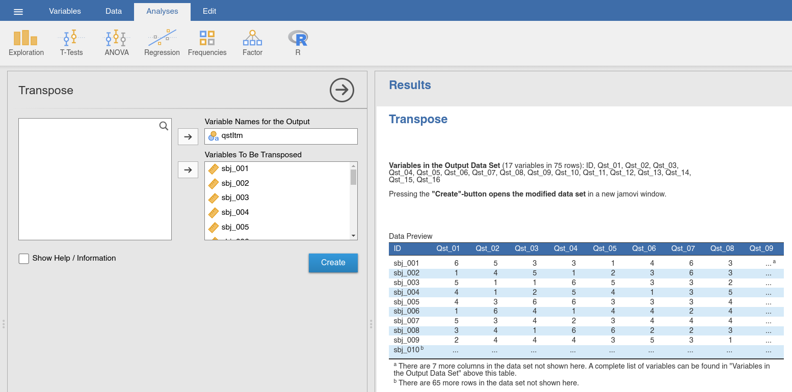 Option and results panels for the ``Transpose``-function from ``jTransform`` using the |transpose|_ data set
