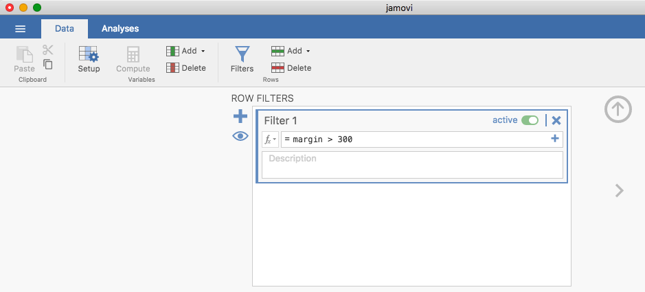 jamovi filter screen