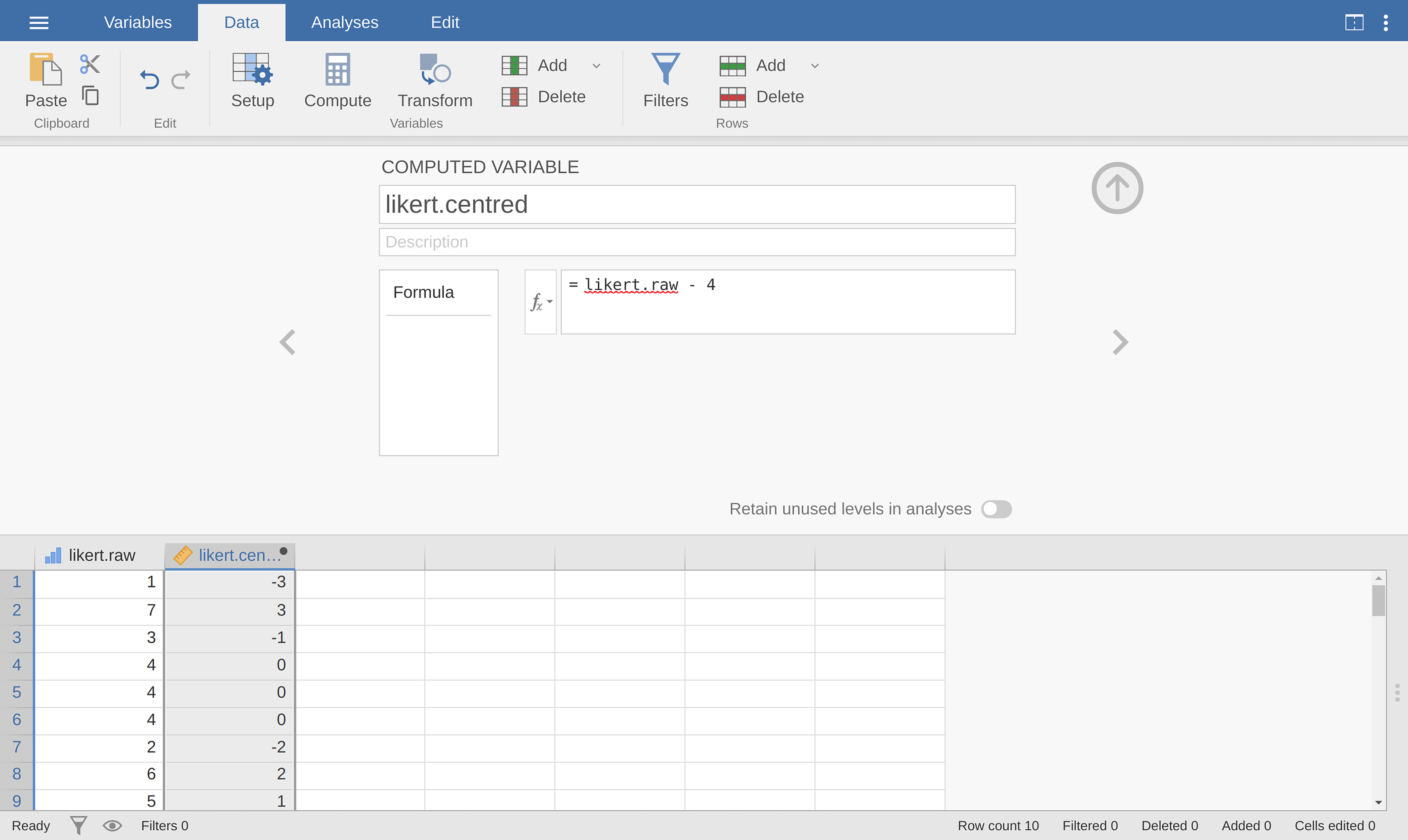 Creating a new computed variable in jamovi