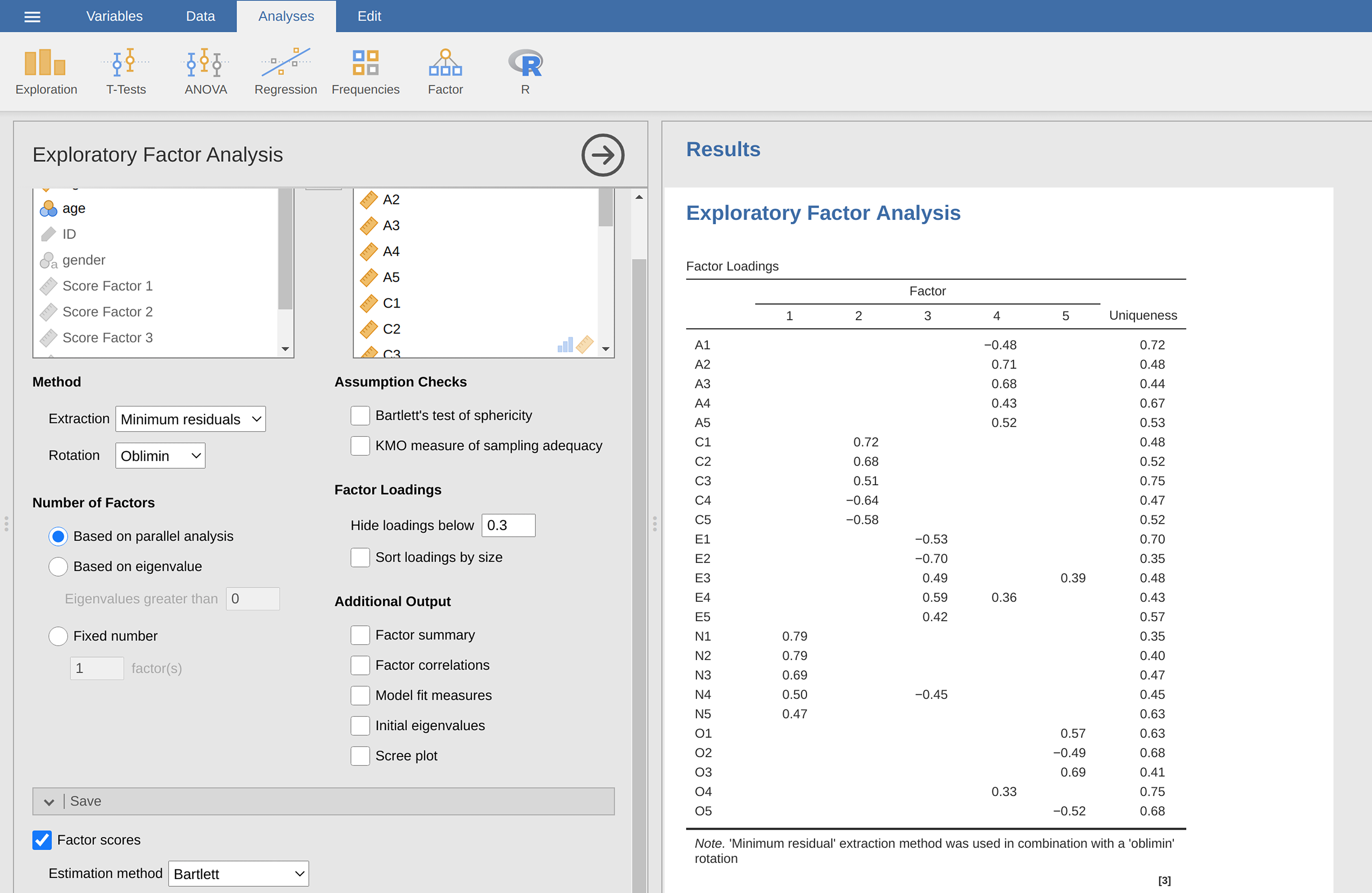 |Rj|_ editor commands for creating optimally weighted factor scores